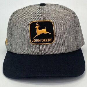 Vintage K-Products John Deere Snapback Hat 2-Tone Gray Denim‎ Black USA Patch
